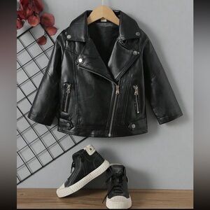 Toddlers Black Faux Leather Biker Jacket